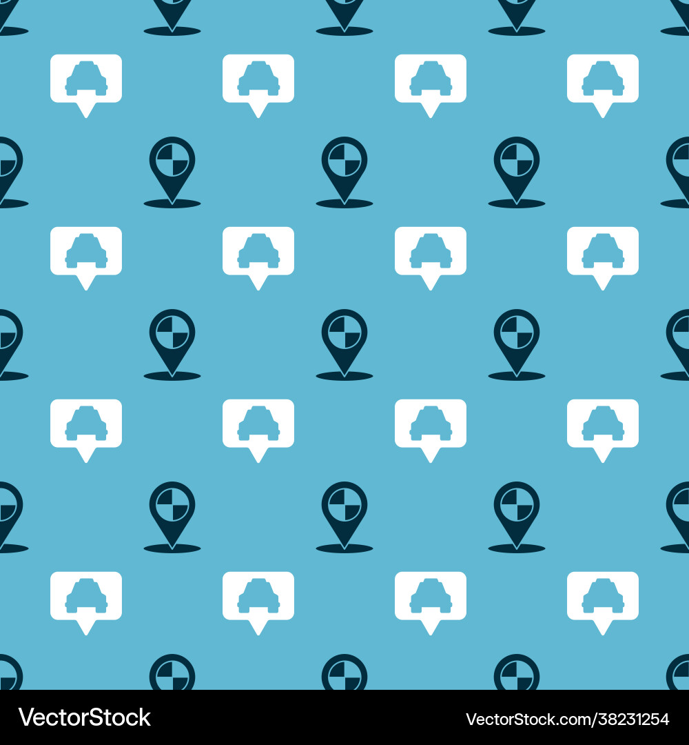 Set map pointer with taxi Set map pointer with taxi vector image