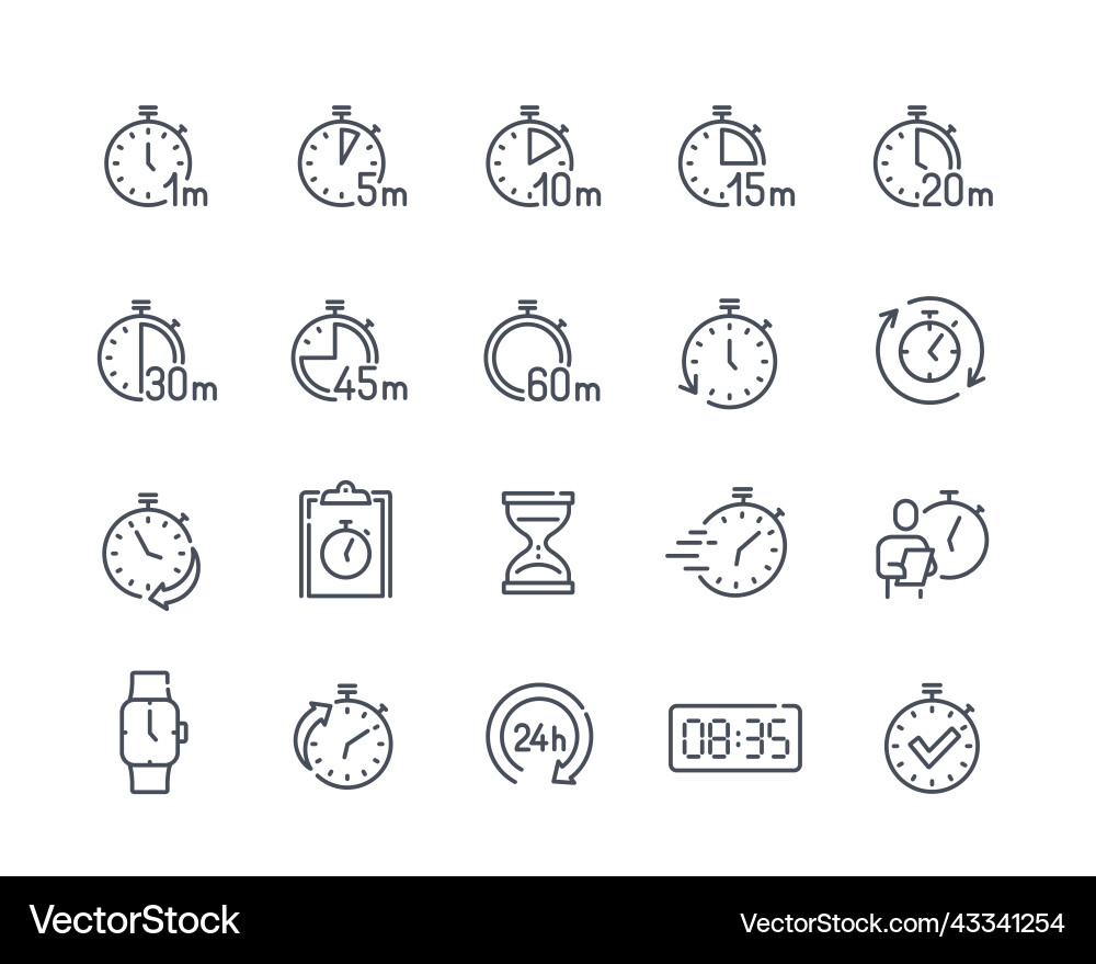 Set of timers simple line icons Vector Image