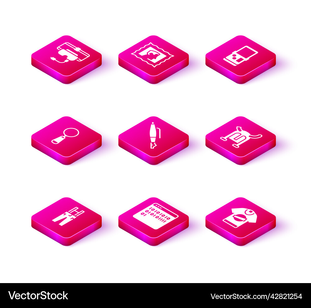 Set pants with suspenders binary code magnifying Set pants with suspenders binary code magnifying Vector Image