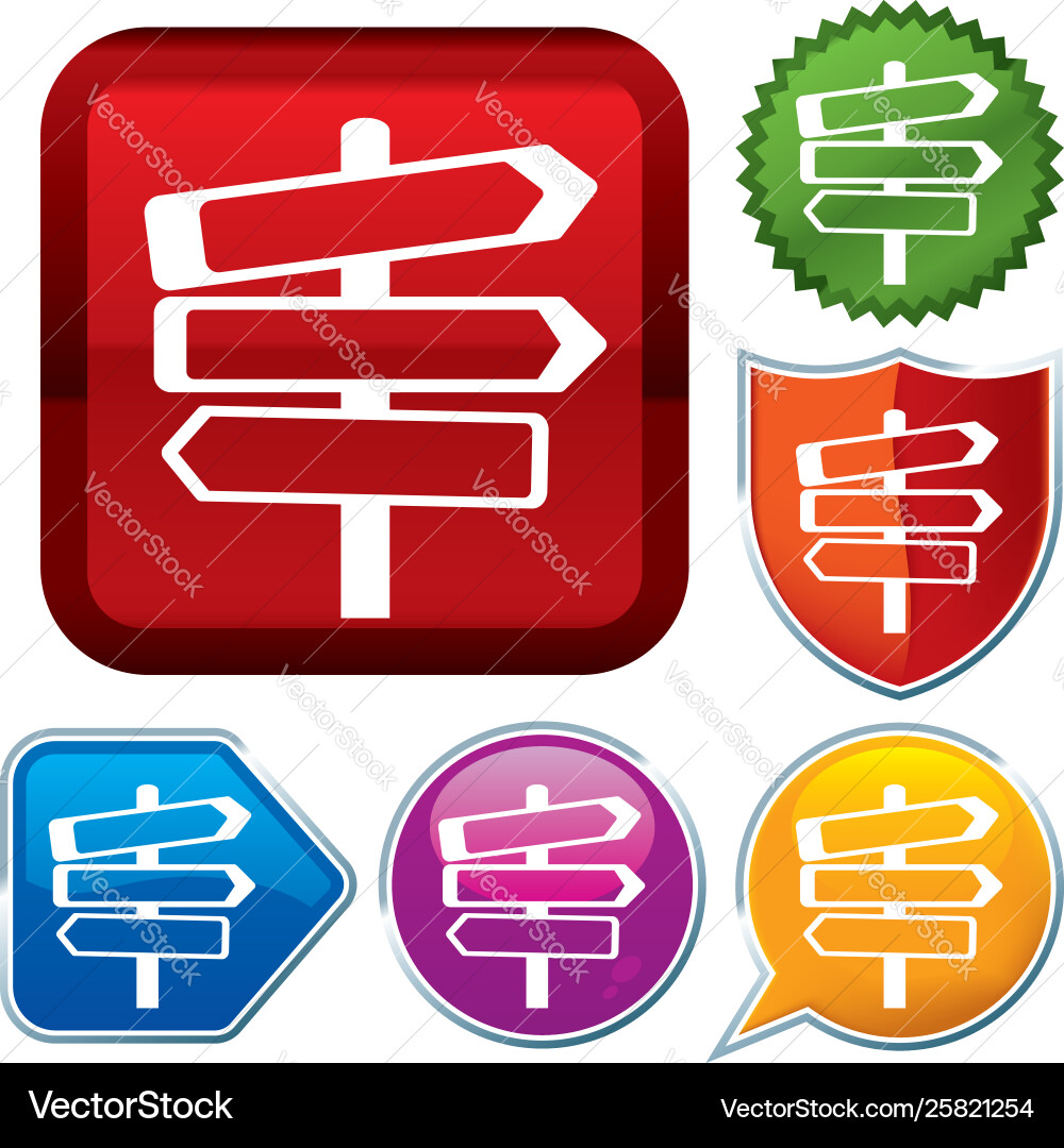 Set shiny icon series on buttons sign vector image