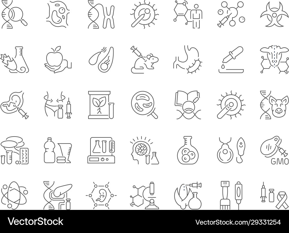 Set simple icons genome engineering Royalty Free Vector