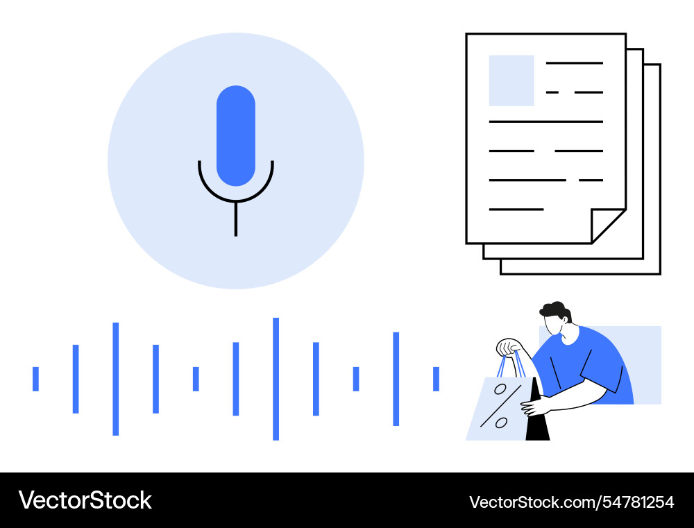 Voice recognition and document processing Vector Image