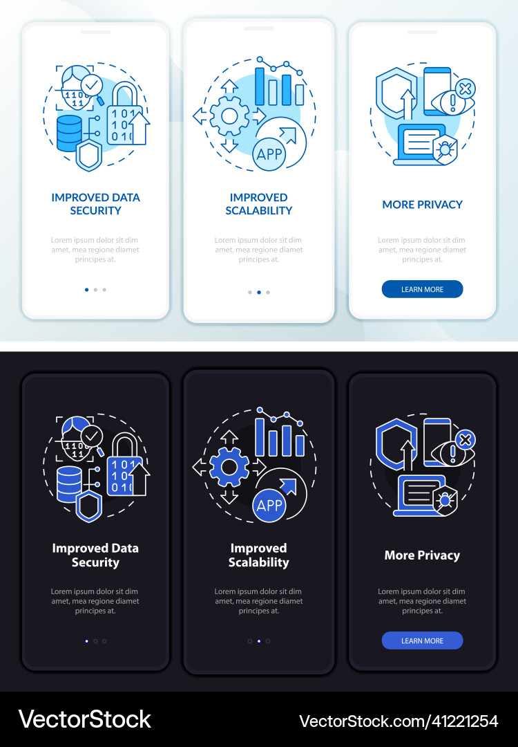 Web 3 0 night and day mode onboarding mobile app Web 3 0 night and day mode onboarding mobile app vector image