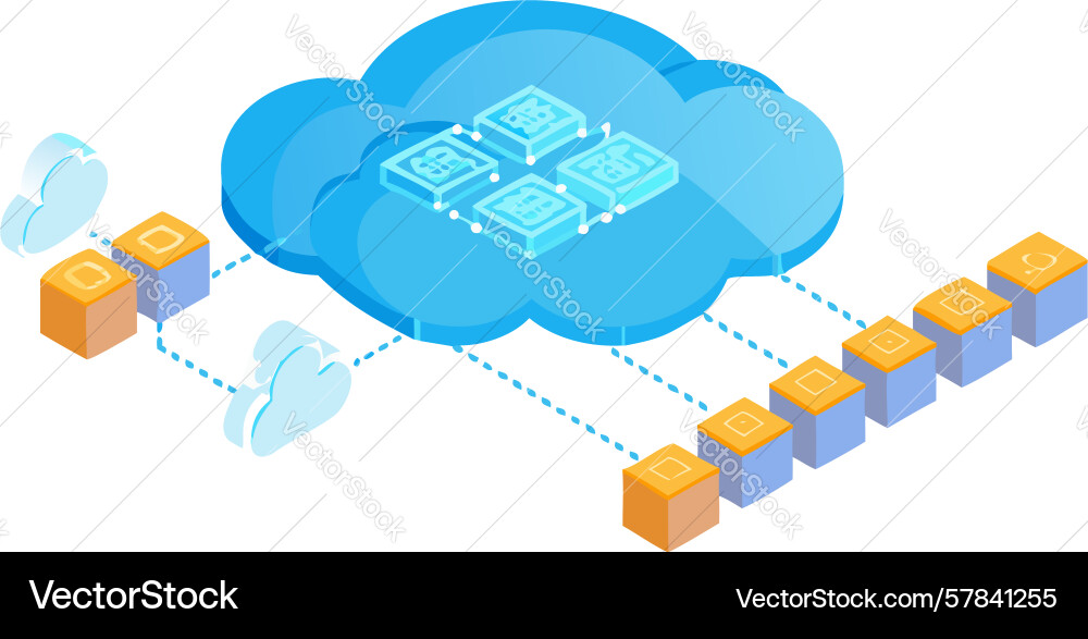 Cloud data network blockchain and connected Vector Image