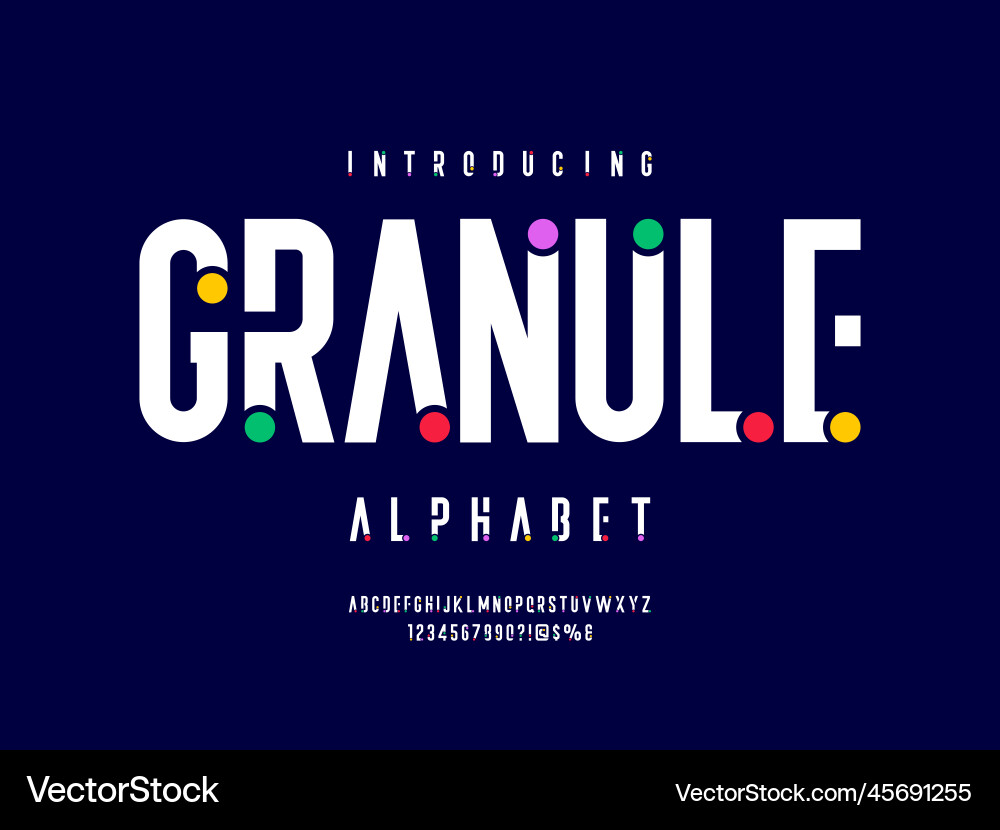 Colorful Dots Alphabet Font Vector Image