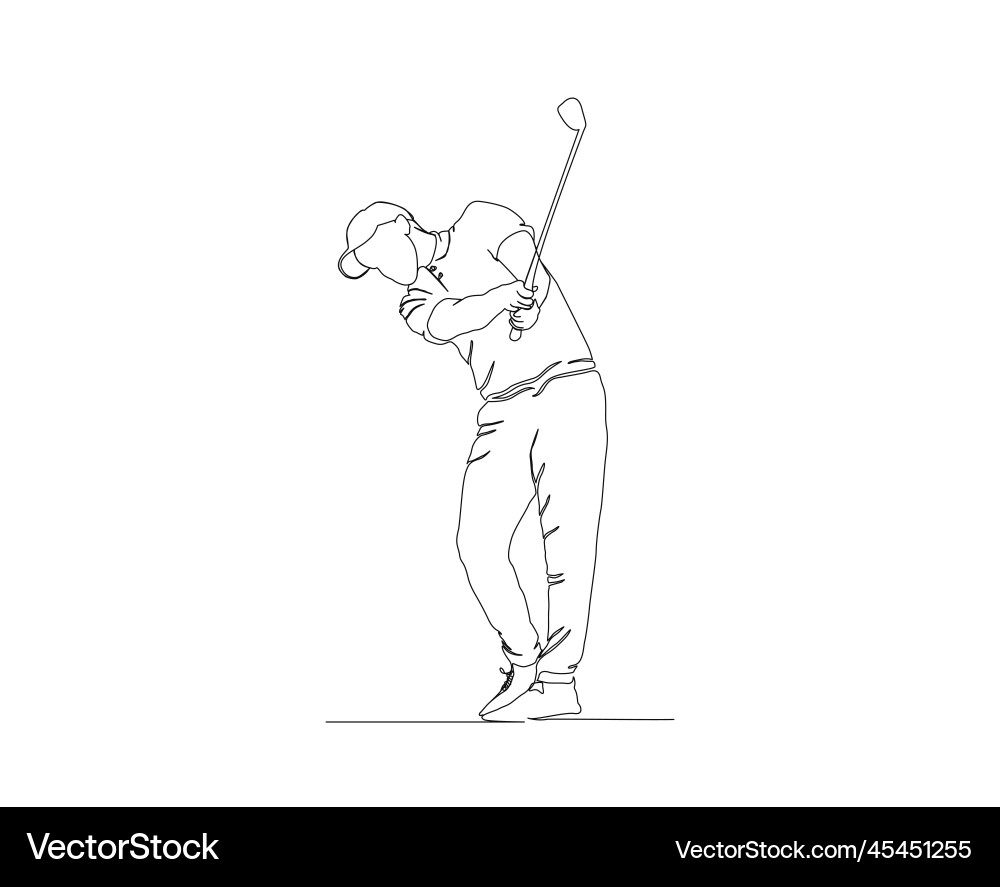 Continuous line drawing of golfer single one Continuous line drawing of golfer single one Vector Image