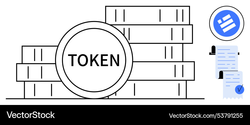 Digital tokens and smart contracts in blockchain Vector Image