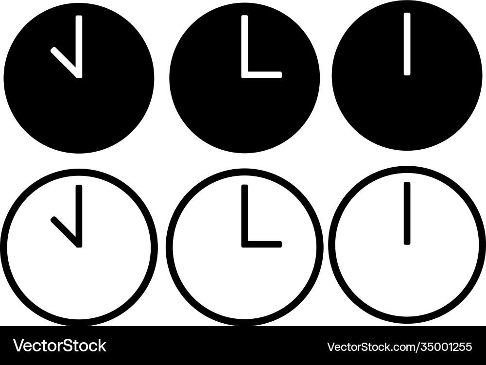 Flat time set icons clock Flat time set icons clock Vector Image