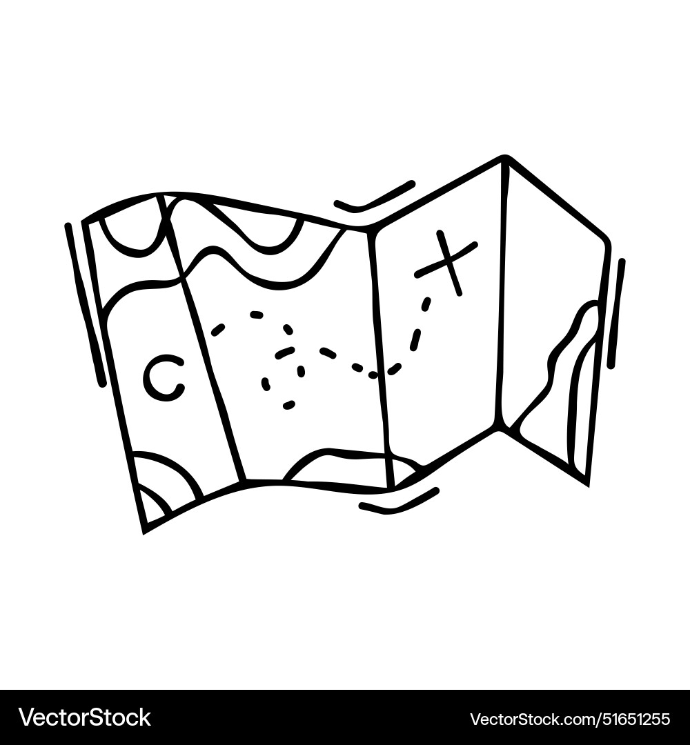 Folded map with a route on white background Folded map with a route on white background vector image