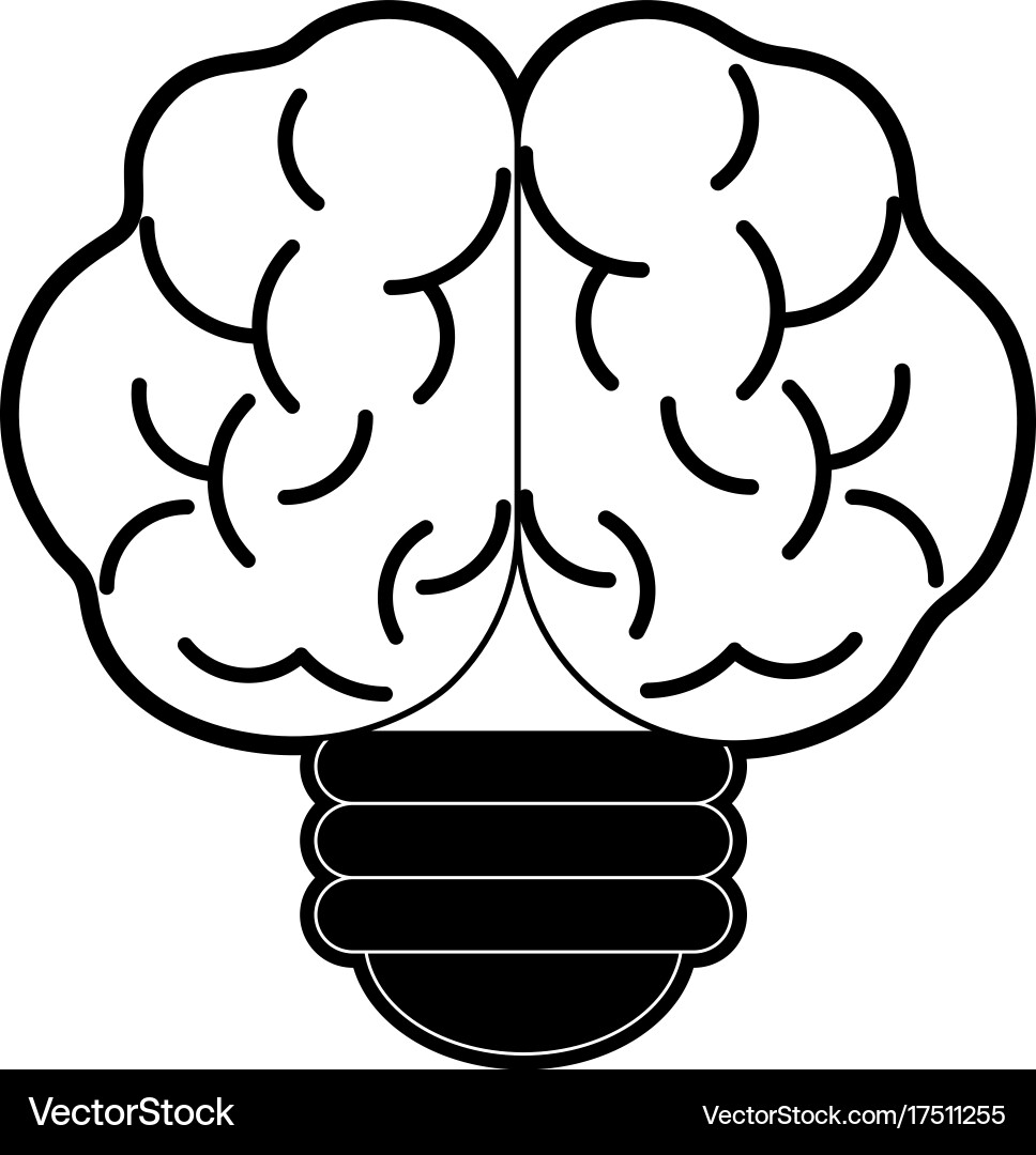 Lightbulb with human brain shape icon image vector image