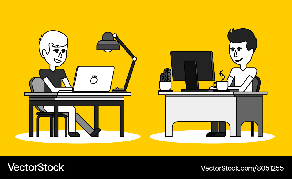 Man work with computer design flat Vector Image