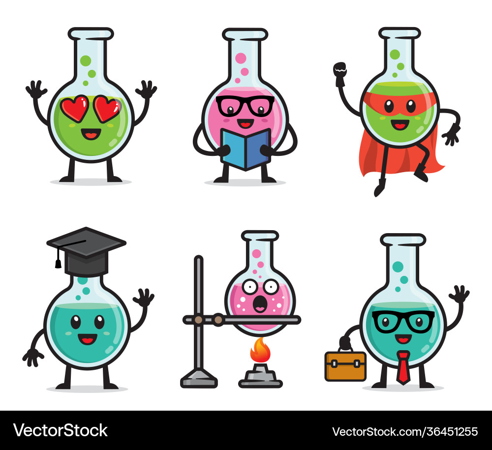 Set lab bottle character design Set lab bottle character design vector image