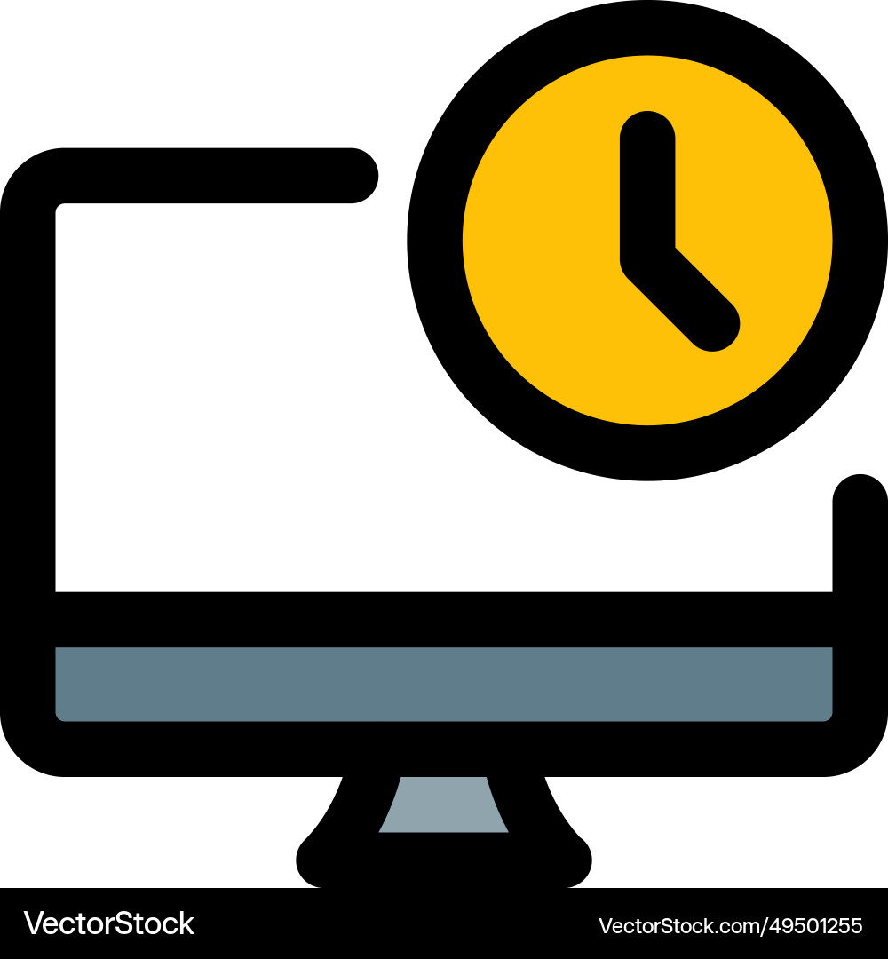 Time displayed on the computer desktop vector image