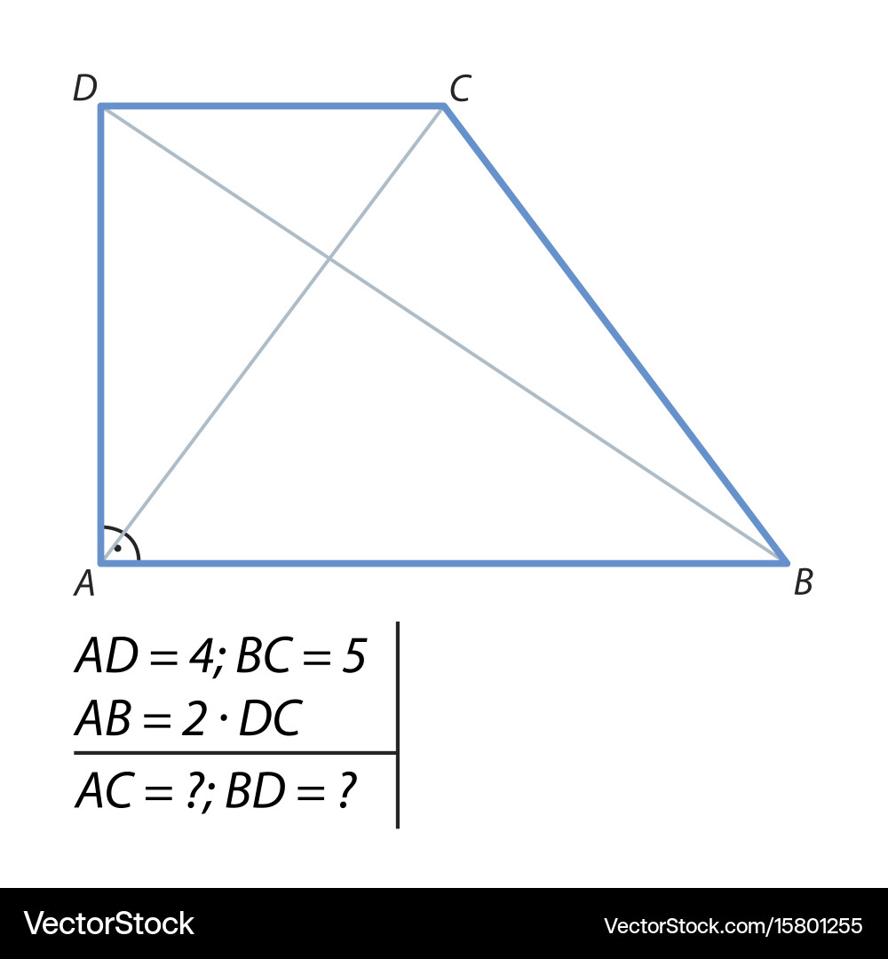 Trapezoid Diagonal Length Problem vector image