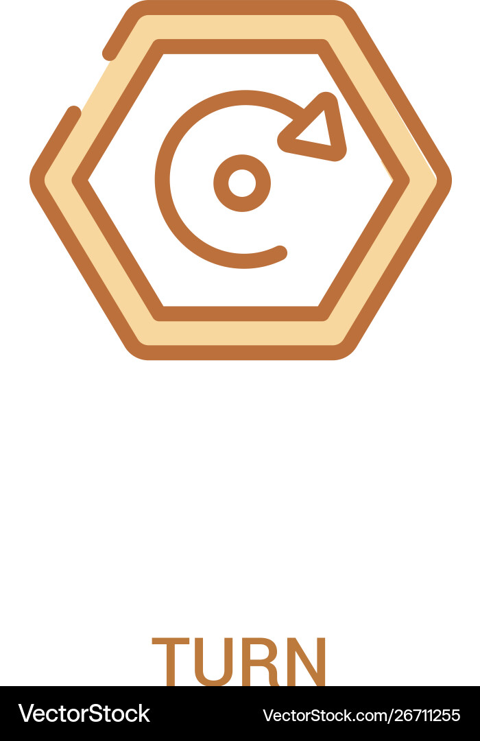 Turn concept 2 colored icon simple line element Turn concept 2 colored icon simple line element vector image