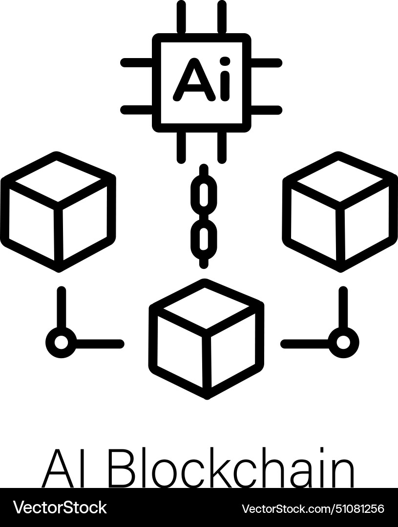 Ai blockchain vector image