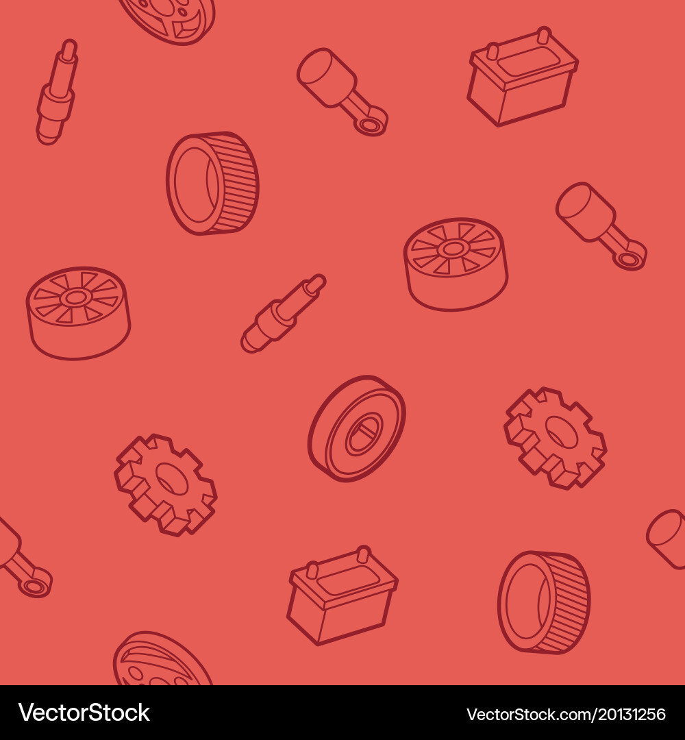 Car part outline isometric pattern vector image