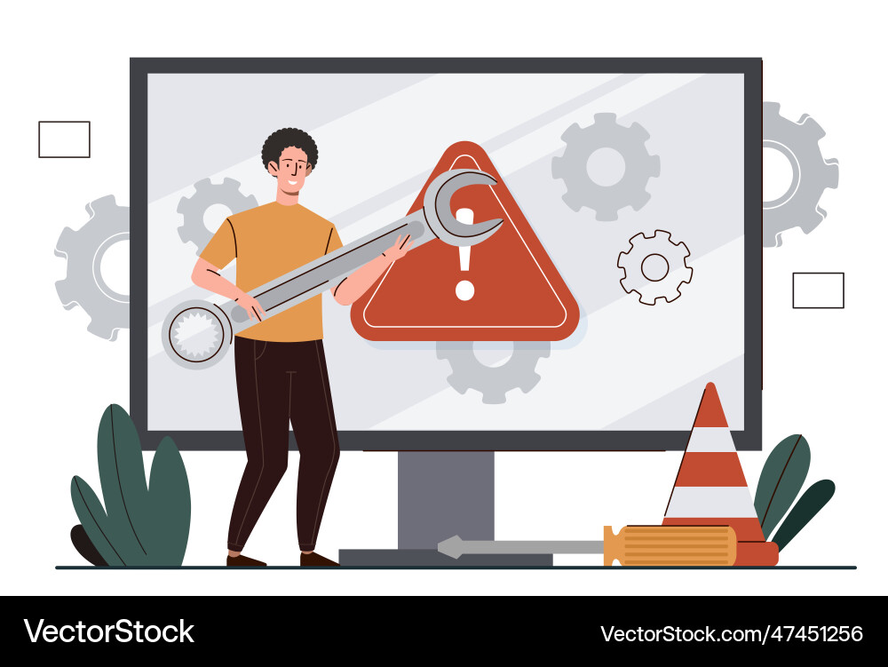 Computer troubleshooting concept Computer troubleshooting concept vector image