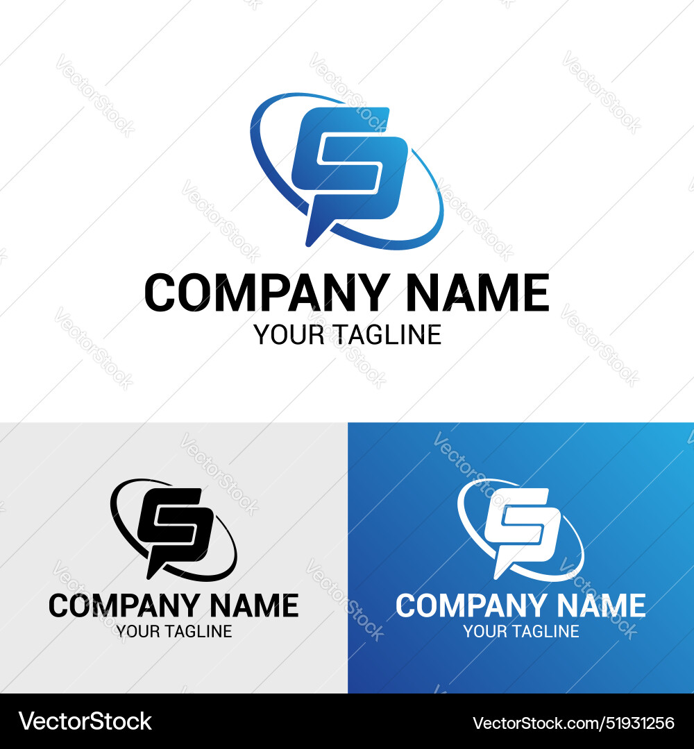 Cp pc letter initial logo design template Vector Image