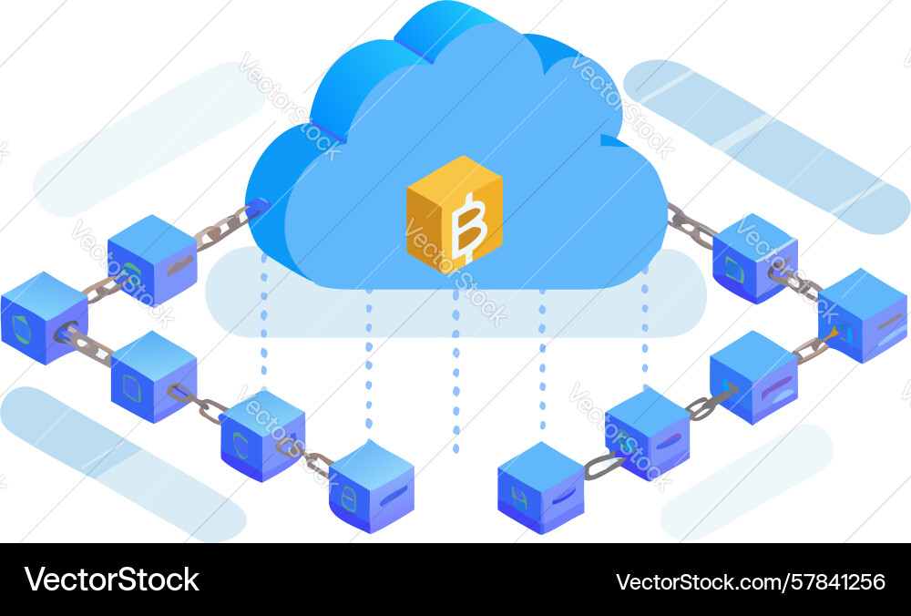 Crypto cloud computing bitcoin network Vector Image