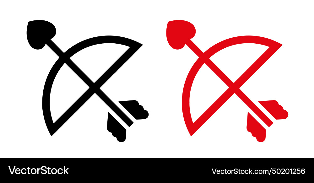Cupids bow and arrow valentines day concept Cupids bow and arrow valentines day concept vector image