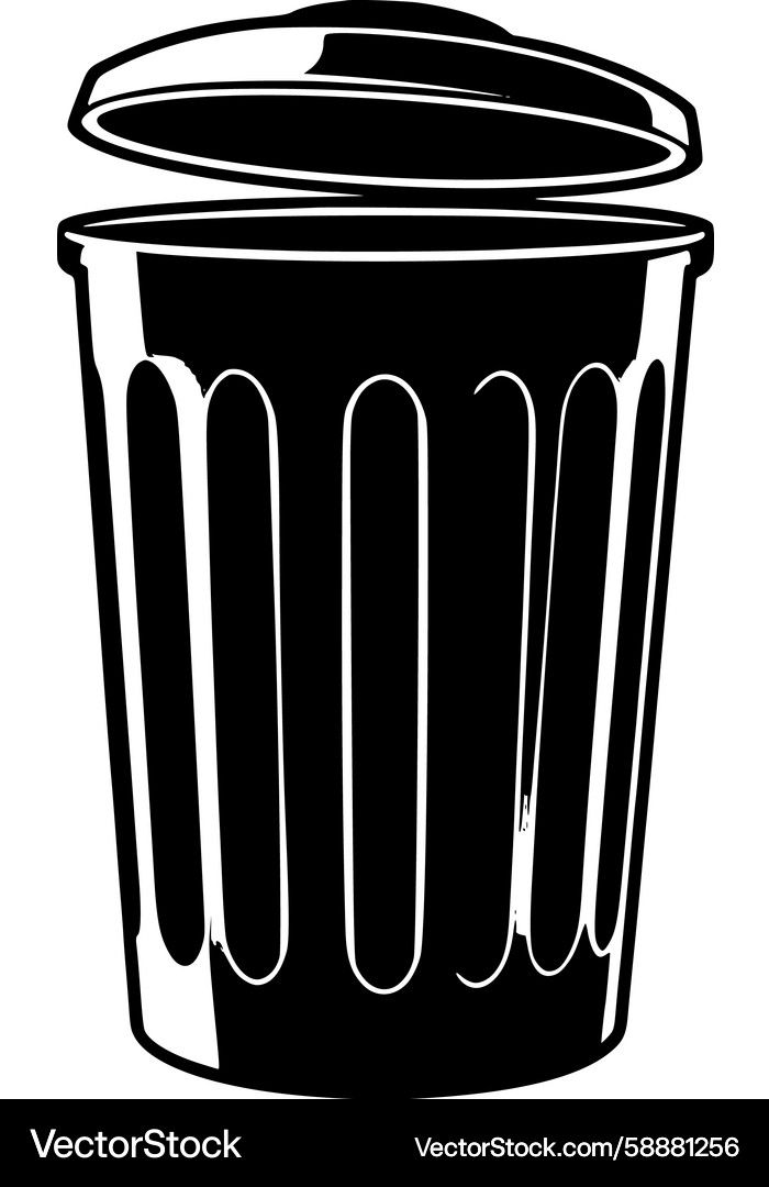Empty Trash Can with Open Lid Vector Image