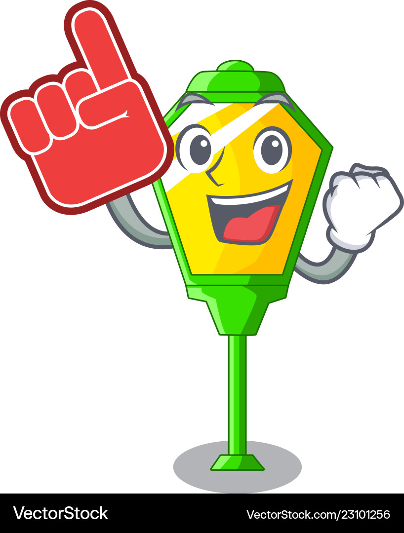 Foam finger character a lamp in post style Foam finger character a lamp in post style Vector Image