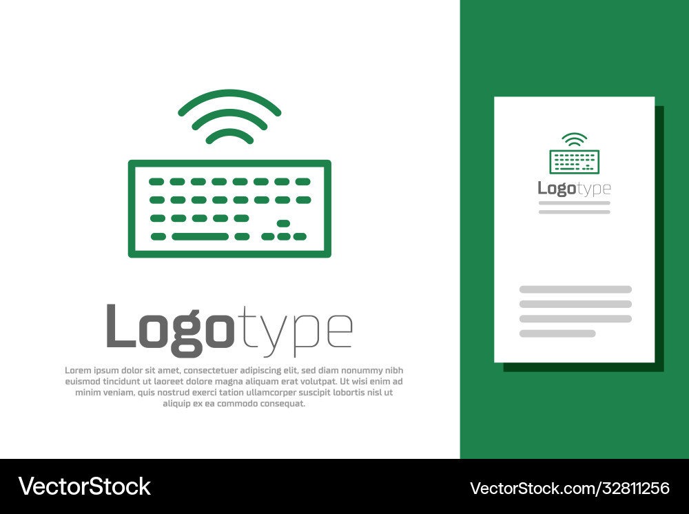 Green line wireless computer keyboard icon Vector Image