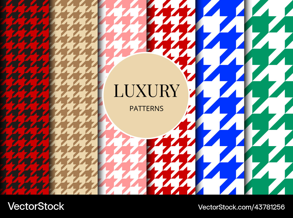 Houndstooth seamless patterns set fabric Houndstooth seamless patterns set fabric vector image