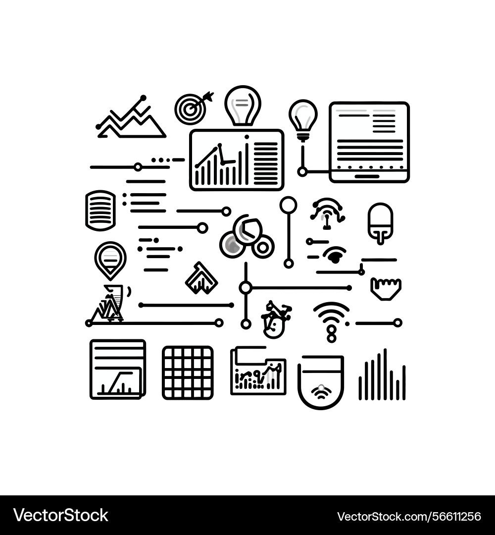 Internet of things concept with various line vector image