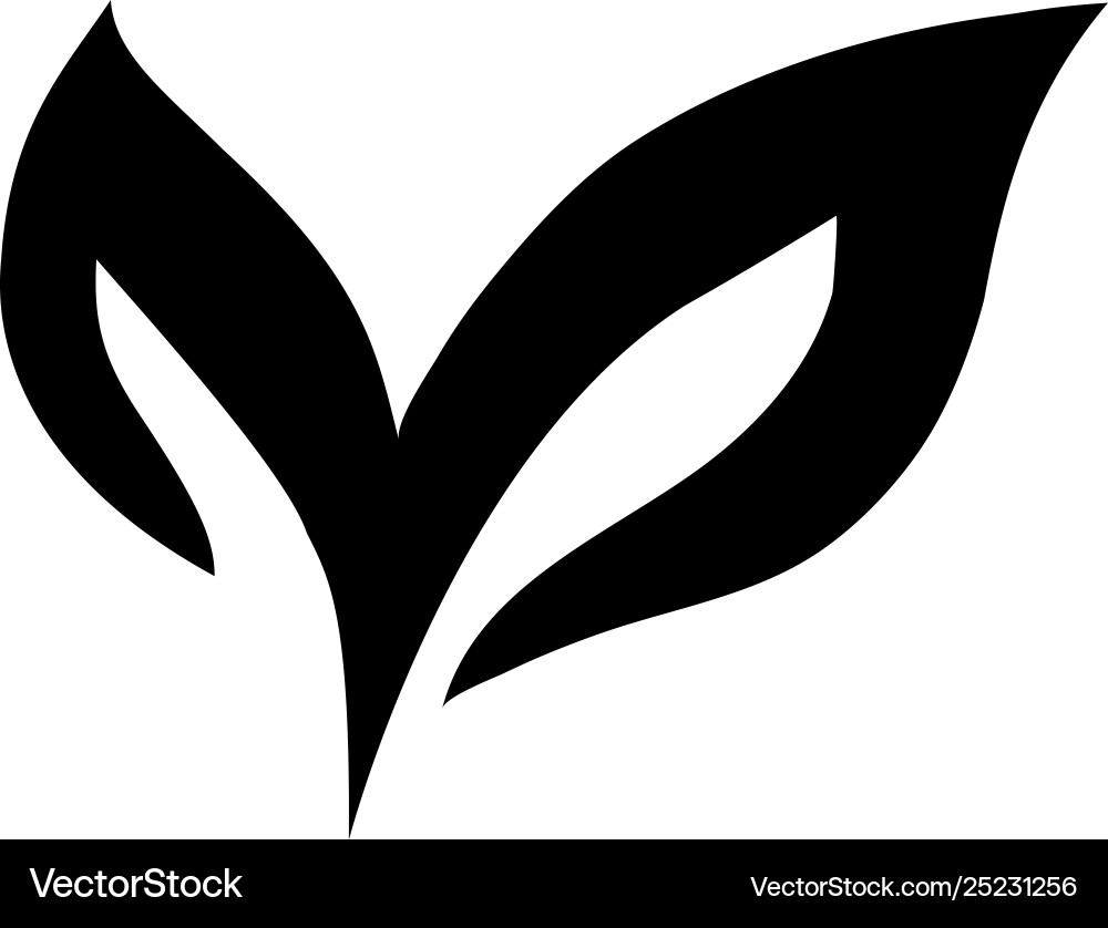Leaf icon in flat style for app ui websites black Vector Image