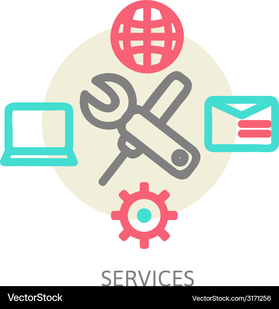 Line design concept icons for web services vector image