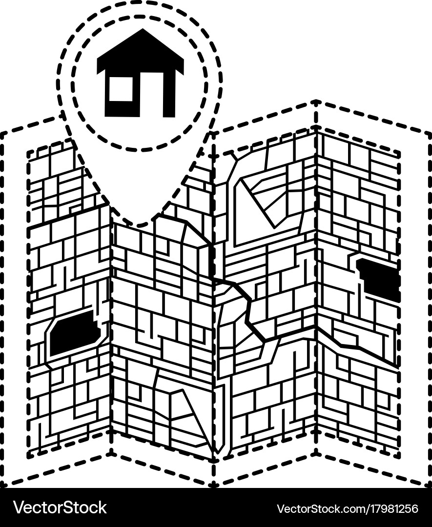 Paper map with pointer location isolated icon Vector Image