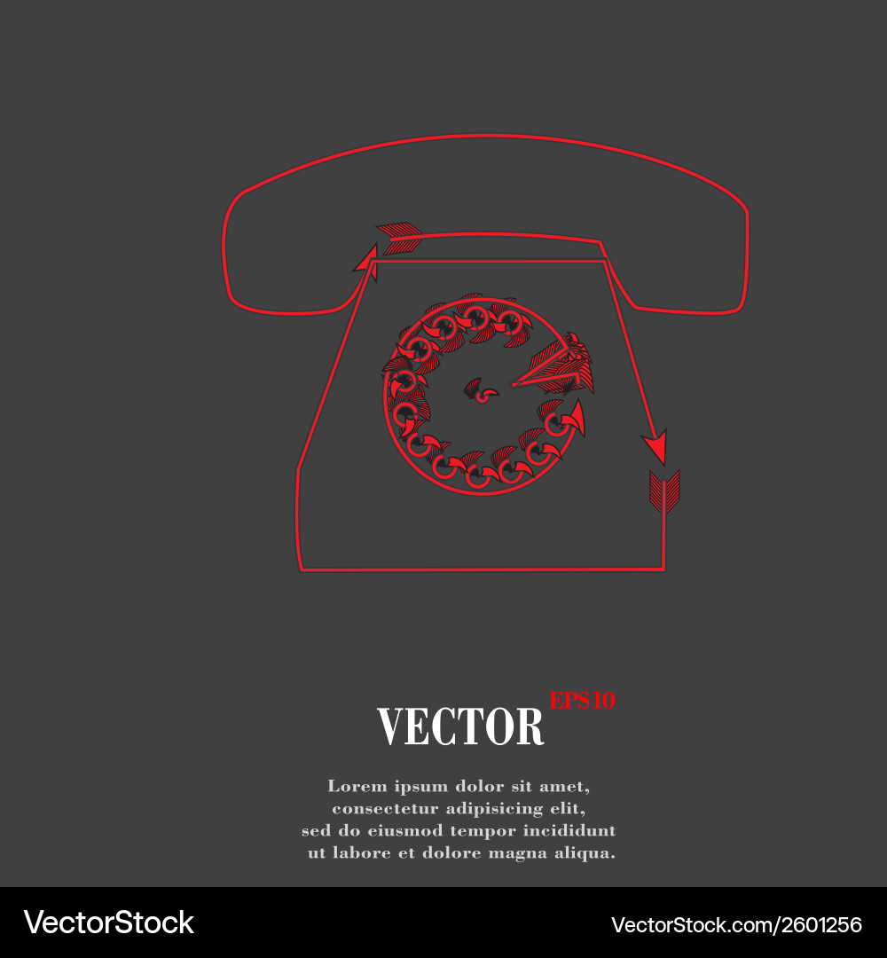 Retro telephone flat modern web button and space vector image