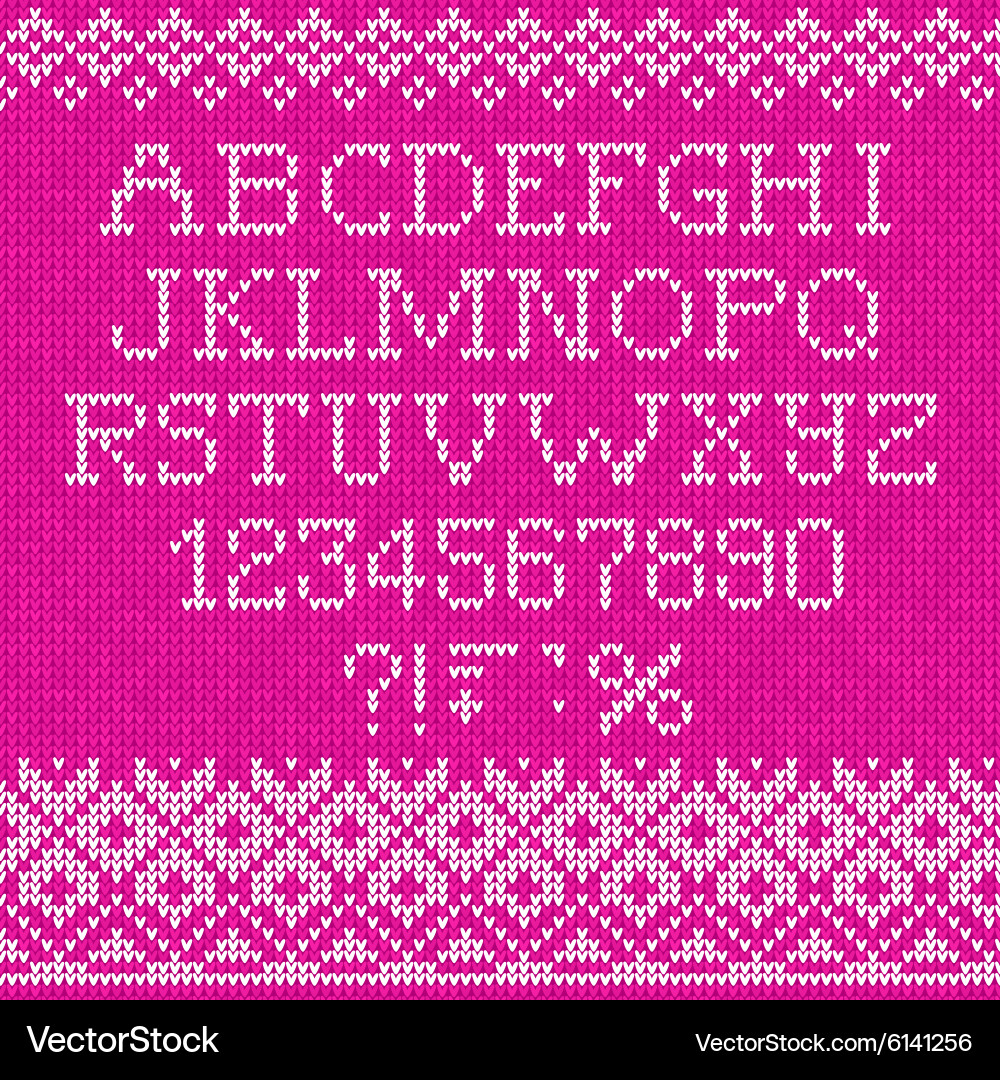Scandinavian Knit Pattern Font vector image