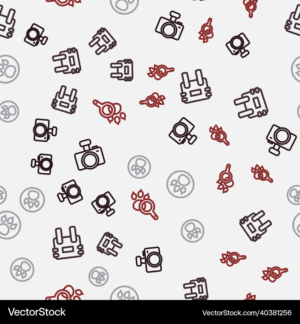 Set line photo camera bulletproof vest paw Set line photo camera bulletproof vest paw vector image