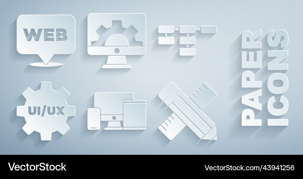 Set monitor mobile tablet site map ui ux design Set monitor mobile tablet site map ui ux design vector image