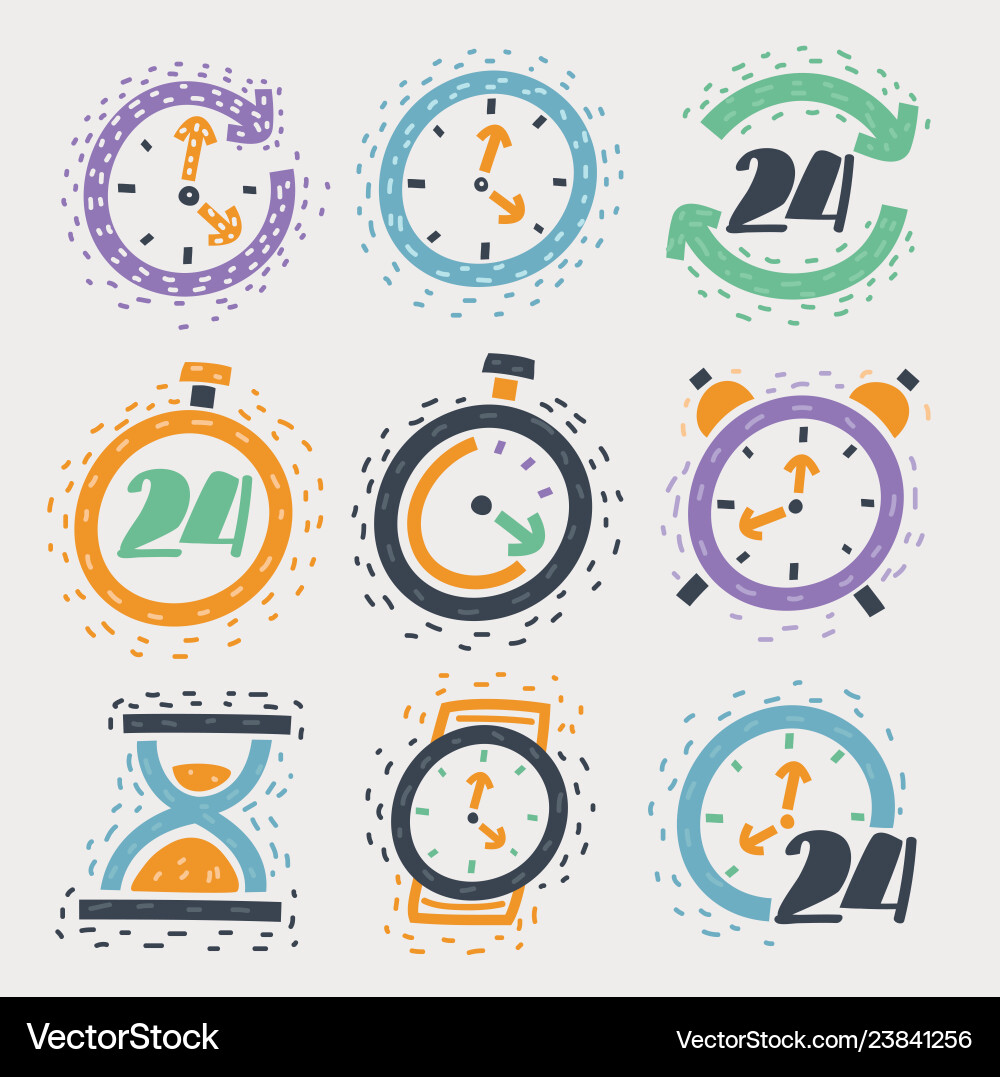 Time & Clock Sketch Set vector image