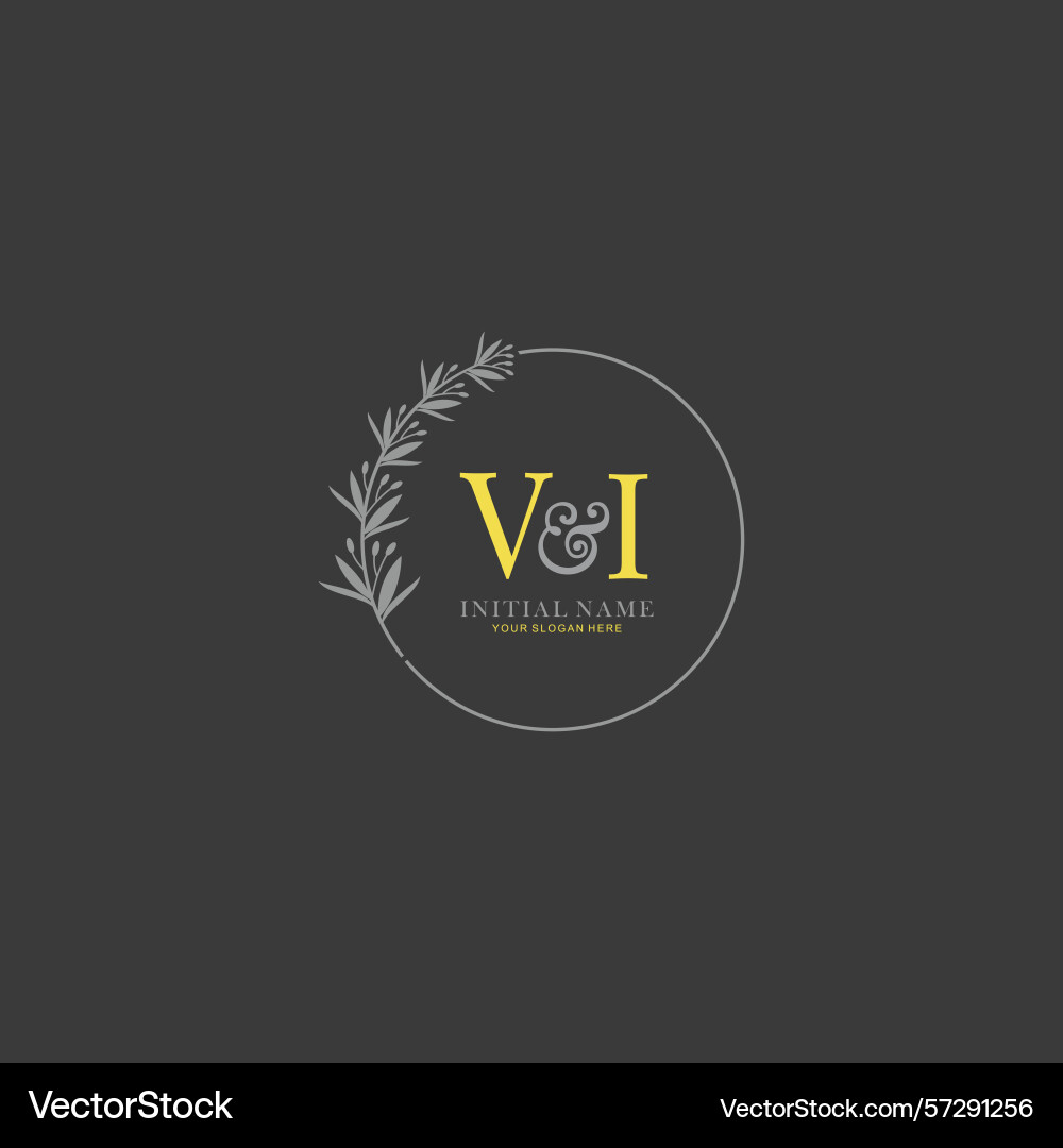 Vi initial logo templates with botanical elements Vi initial logo templates with botanical elements vector image