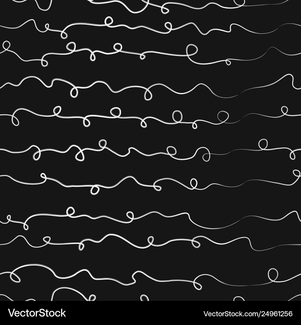 Wavy lines seamless pattern with loops hand drawn Wavy lines seamless pattern with loops hand drawn vector image
