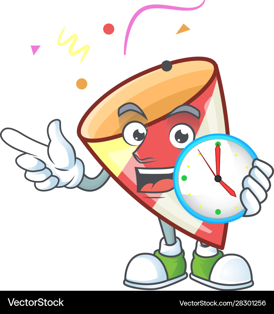 With clock smiling exploding confetti cartoon With clock smiling exploding confetti cartoon vector image