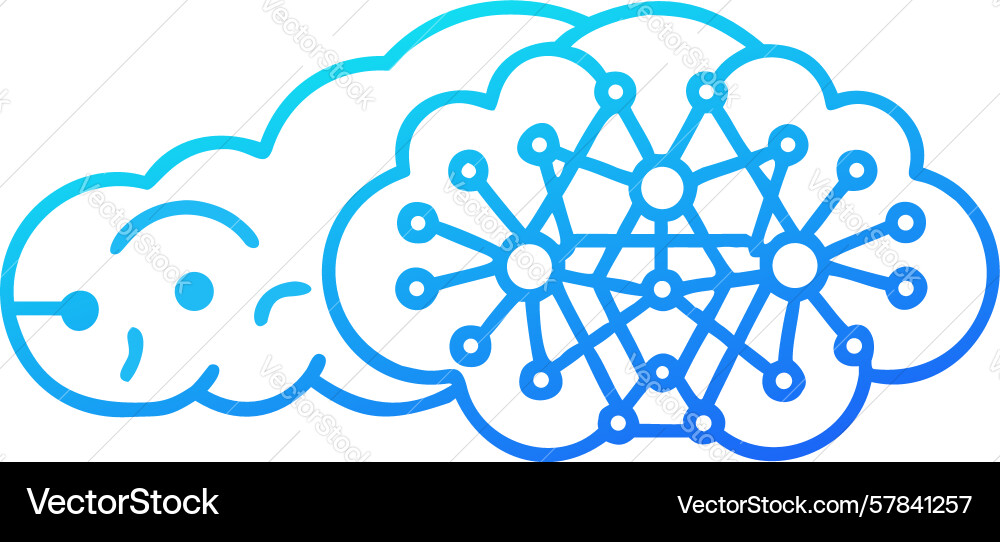 Ai brain cloud neural network and artificial vector image