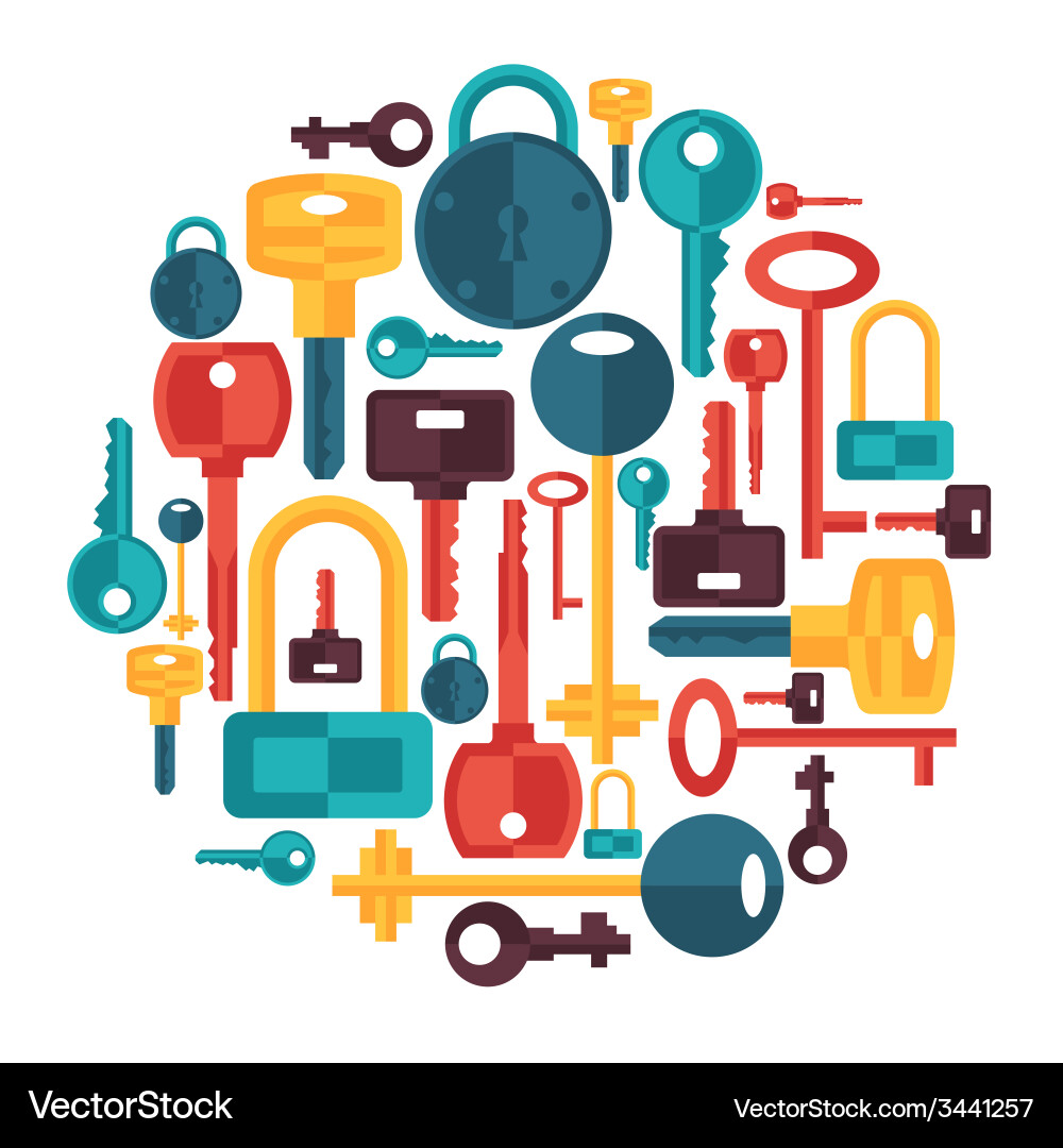 Background design with locks and keys icons Vector Image