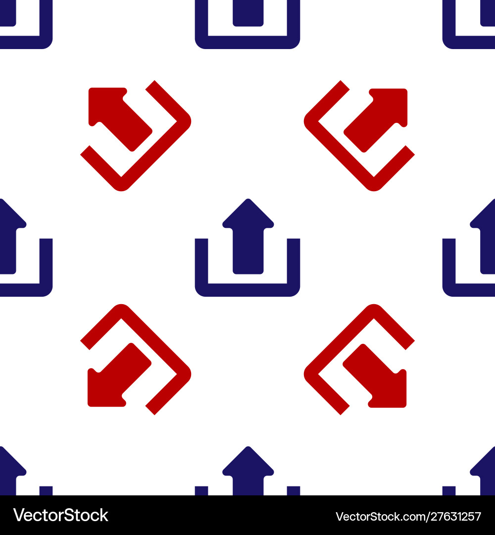 Blue and red upload icon isolated seamless pattern Vector Image