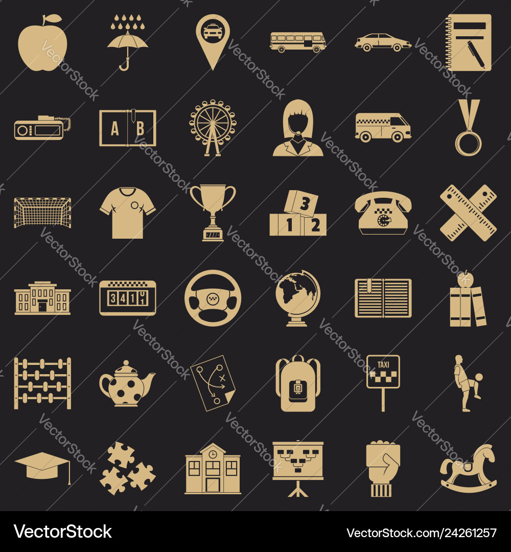 Bus stop icons set simple style Bus stop icons set simple style vector image