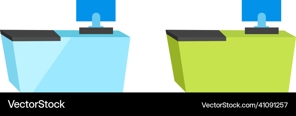 Cashier desk flat color objects set Cashier desk flat color objects set vector image