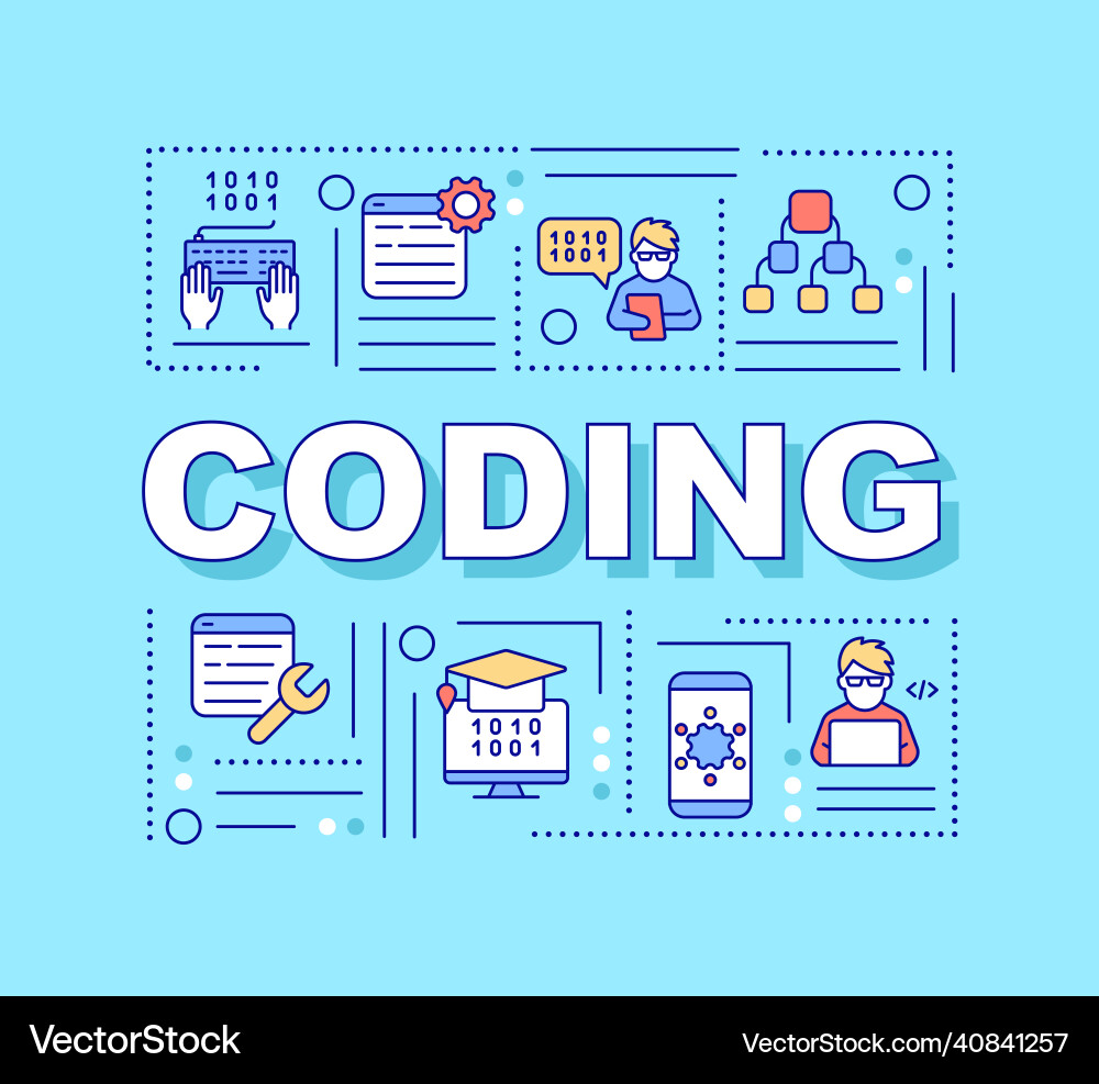 Coding word concepts turquoise banner Coding word concepts turquoise banner vector image