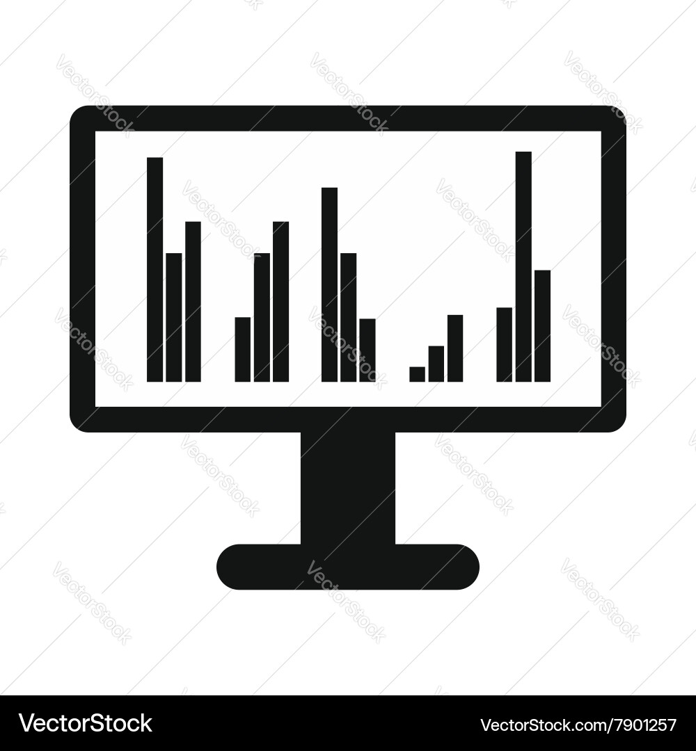 Computer screen with business graph icon Vector Image