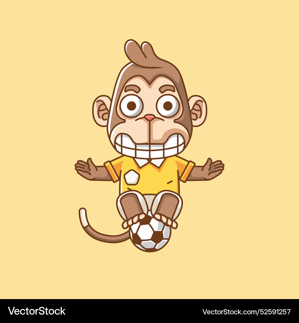 Cute monkey soccer player animal kawaii chibi Vector Image