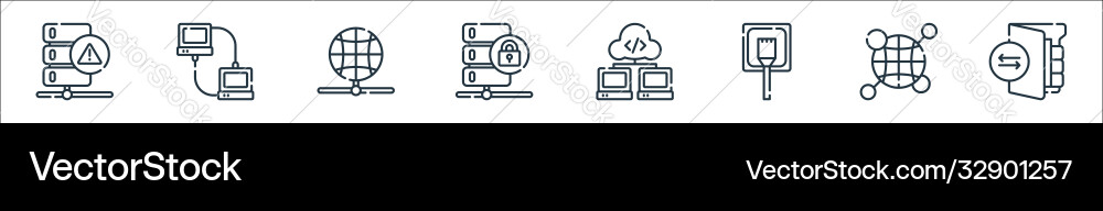 Database and servers line icons linear set Database and servers line icons linear set vector image